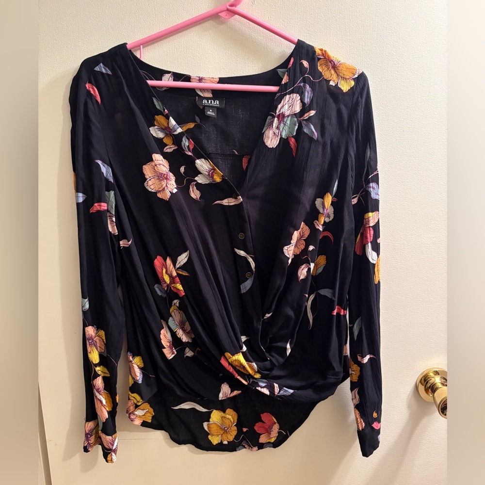 a.n.a Black Floral Top